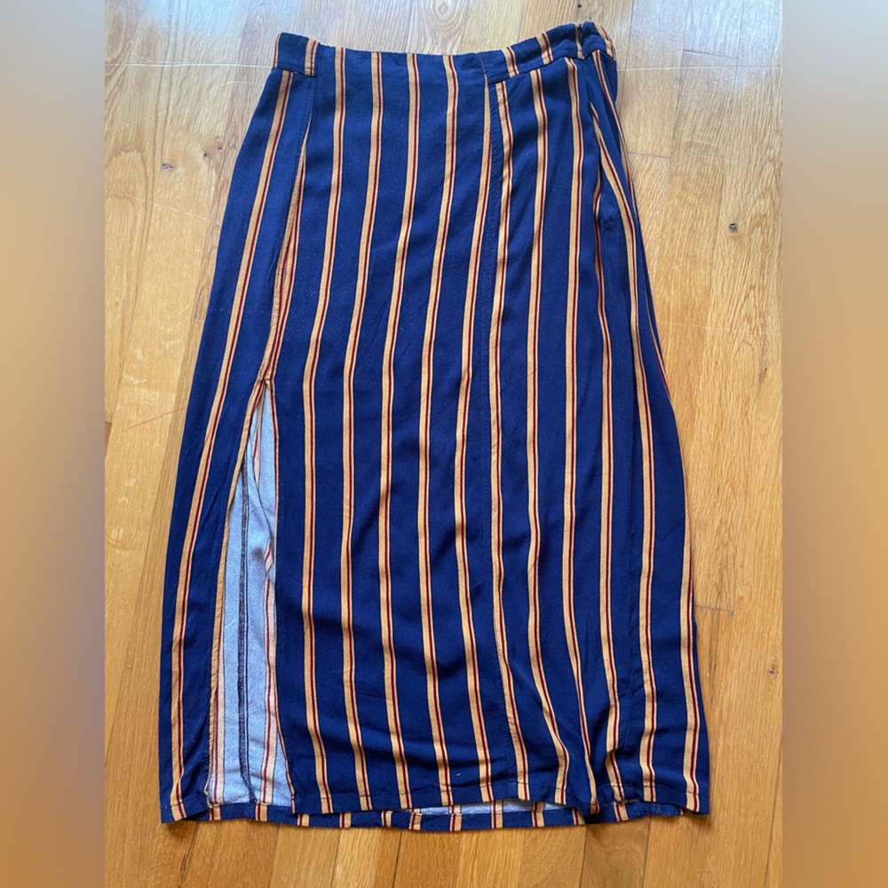 Stripe slit midi dress